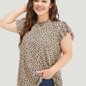 BloomChic Animal Print Mock Neck Ruffle Layered Sleeve Blouse- 3X- NWT
